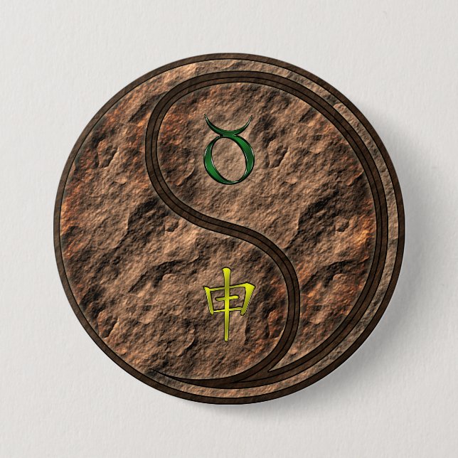 Taurus & Earth Monkey 7.5 Cm Round Badge (Front)
