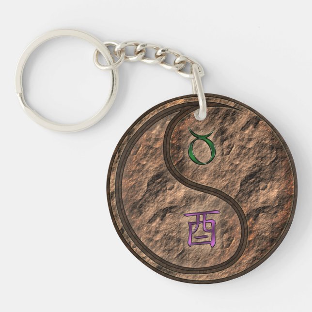 Taurus & Earth Rooster Key Ring (Front)