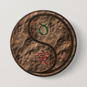 Taurus & Earth Tiger 7.5 Cm Round Badge