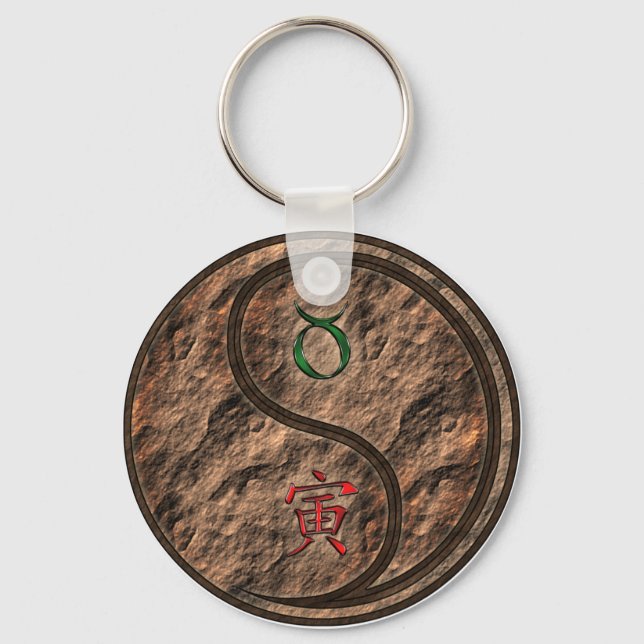 Taurus & Earth Tiger Key Ring (Front)