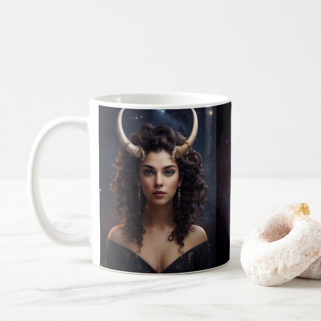 Taurus Female Astrological Coffee Mug (With Donut)