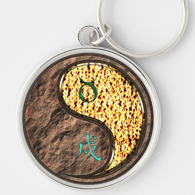 Taurus & Fire Dog Key Ring (Front)