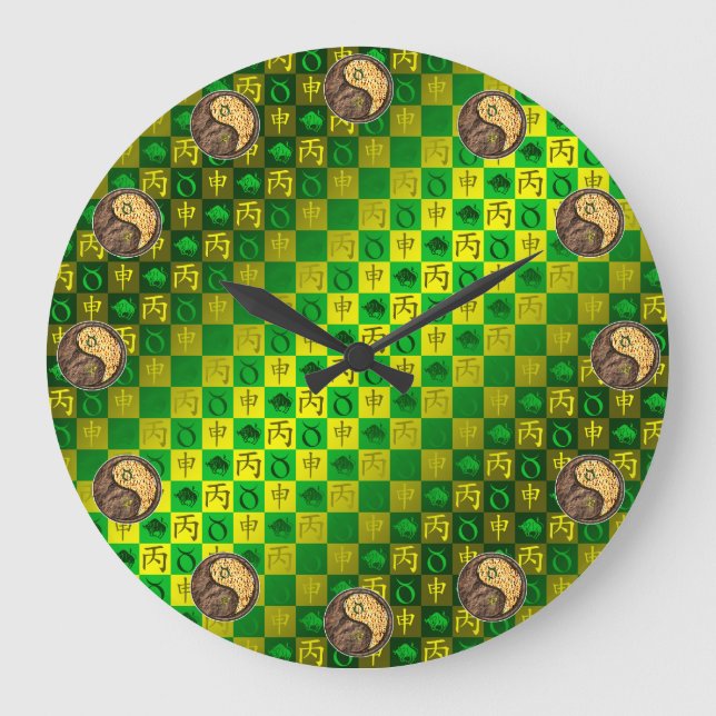 Taurus & Fire Monkey Large Clock (Front)
