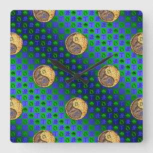 Taurus & Fire Ox Square Wall Clock