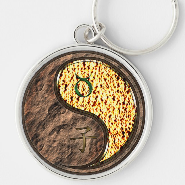 Taurus & Fire Rat Key Ring (Front)