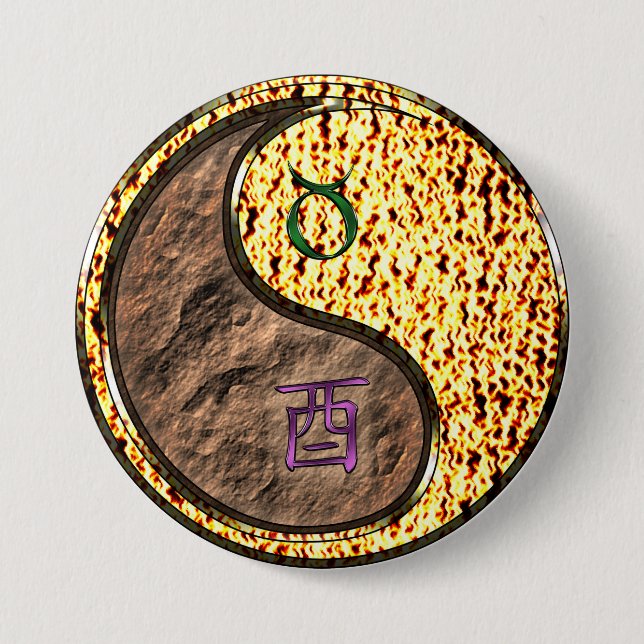 Taurus & Fire Rooster 7.5 Cm Round Badge (Front)