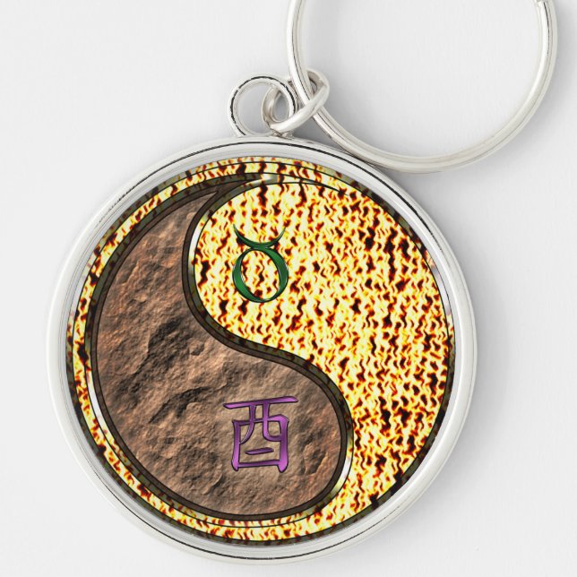 Taurus & Fire Rooster Key Ring (Front)