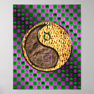 Taurus & Fire Rooster Poster