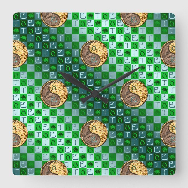 Taurus & Fire Snake Square Wall Clock (Front)