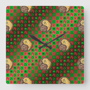 Taurus & Fire Tiger Square Wall Clock