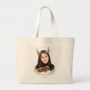 Taurus Girl with Poodle – Zodiac Horoscope Large Tote Bag