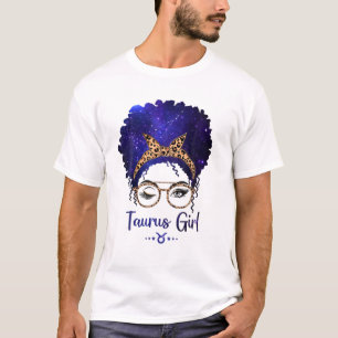 Taurus Girl Zodiac Astrology Star Sign Leopard Hea T-Shirt