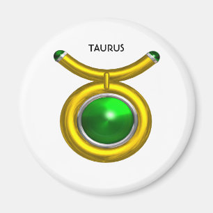 TAURUS /GOLD,GREEN EMERALD ZODIAC SIGN JEWEL MAGNET