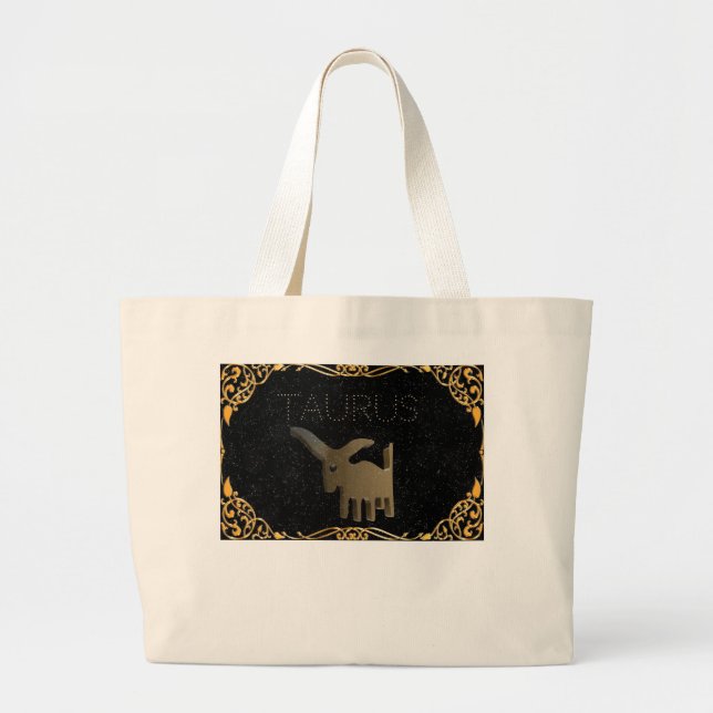 Taurus golden sign large tote bag (Front)