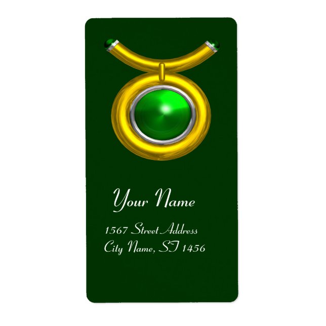 TAURUS / GREEN EMERALD GOLD ZODIAC BIRTHDAY JEWEL (Front)