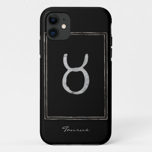 Taurus hammered silver stylised astrology star iPhone 11 case