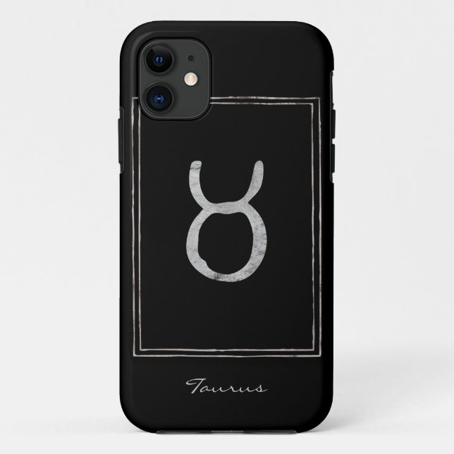 Taurus hammered silver stylised astrology star Case-Mate iPhone case (Back)