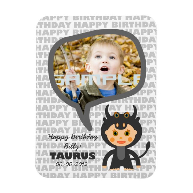 Taurus Happy Birthday Keepsake for kids Magnet (Vertical)