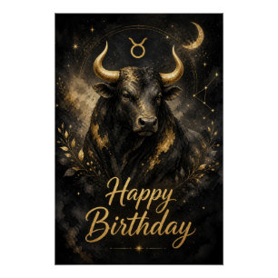 Taurus Happy Birthday Zodiac Design Poster