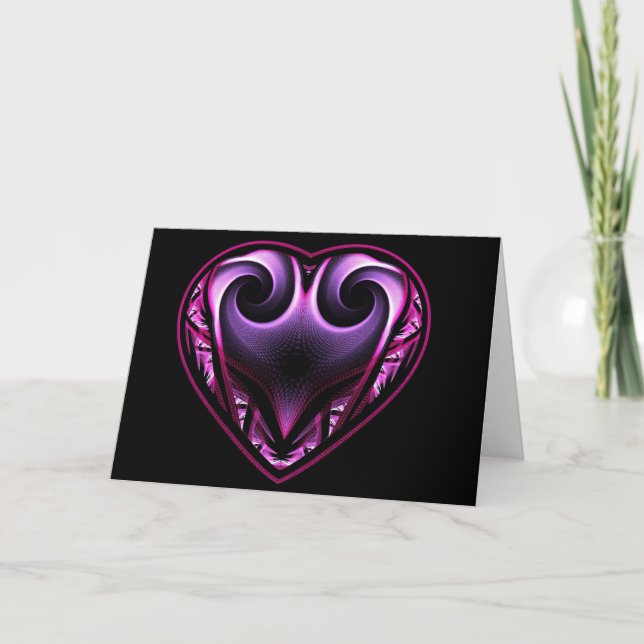 Taurus Heart Fractal Greetings Cards (Front)