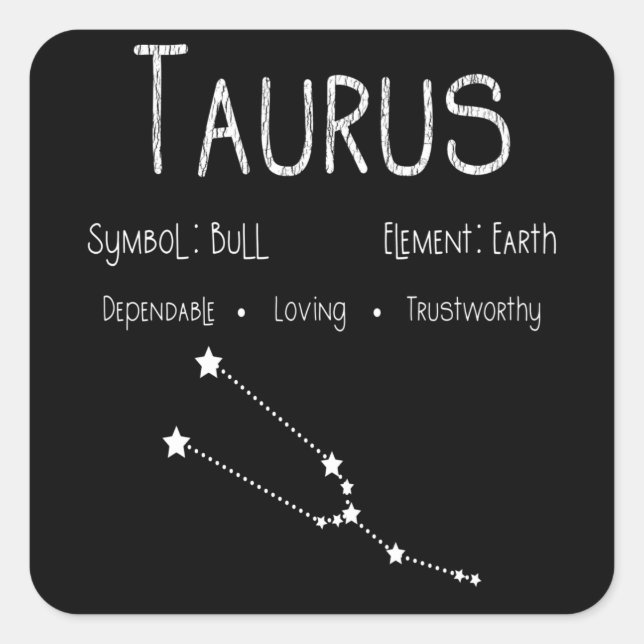 Taurus Horoscope Astrology Star Sign Birthday Gift Square Sticker (Front)