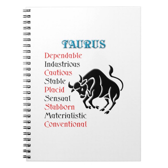 Taurus Horoscope Zodiac Sign Notebook (Front)
