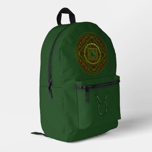 Taurus Mandala Printed Backpack (Back Corner Left)