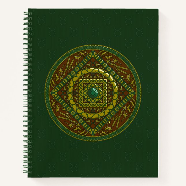Taurus Mandala Spiral Notebook (Front)