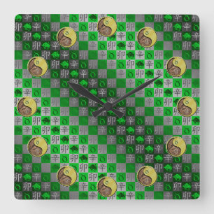 Taurus & Metal Rabbit Square Wall Clock