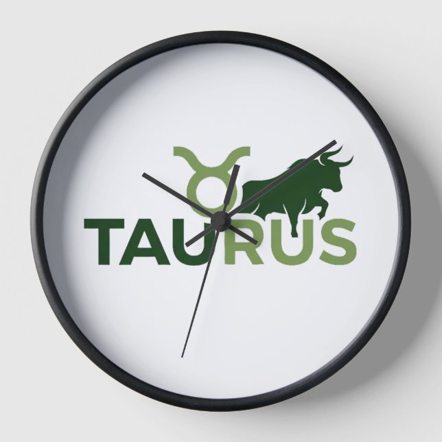 Taurus Modern Overlap Typography Zodiac Graphic Clock (Front)