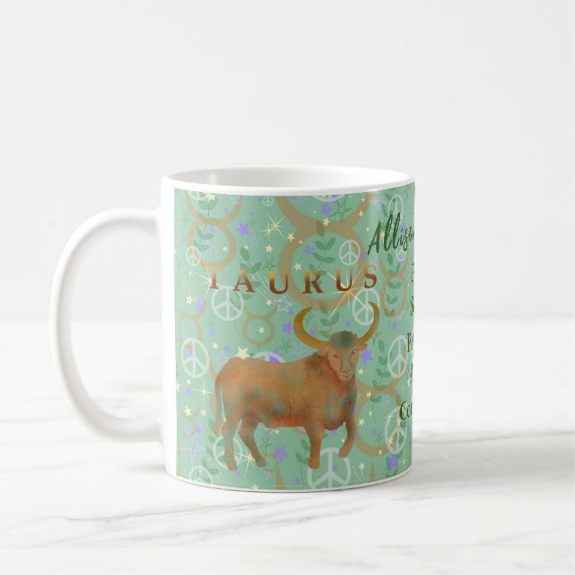 Taurus Modern Zodiac Traits Personalised Coffee Mug (Left)