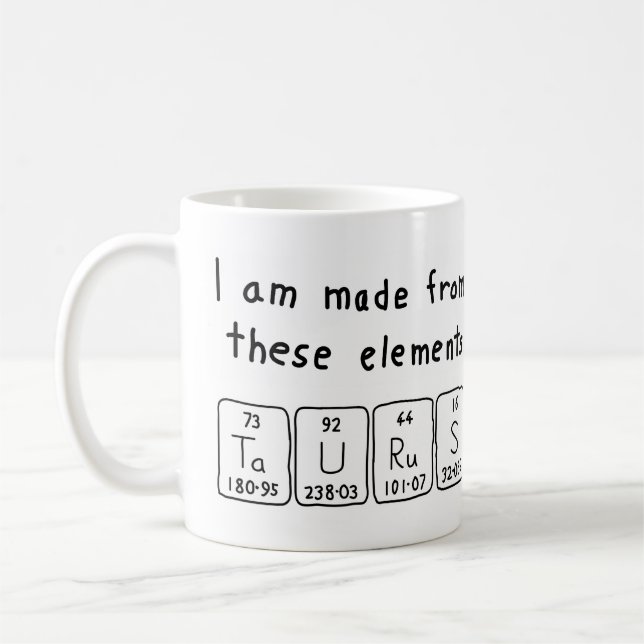 Taurus periodic table name mug (Left)
