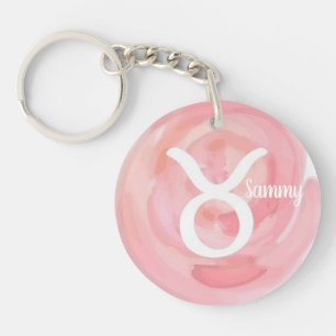 Taurus Personalised Watercolor Zodiac Sign Key Ring