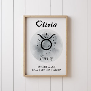 Taurus Personalised Zodiac Custom name Poster