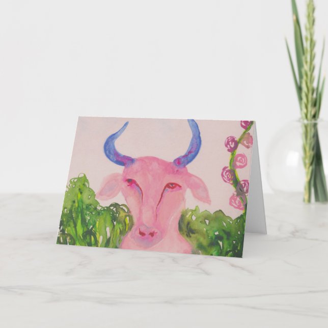 Taurus Pink Zodiac Symbol Birthday Card (Front)