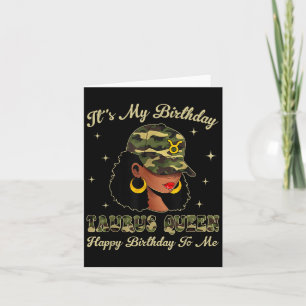 Taurus Queen Locd Black Woman Camo Cap Zodiac Sign Card