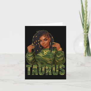 Taurus Queen Locd Black Woman Camo Zodiac Sign Card