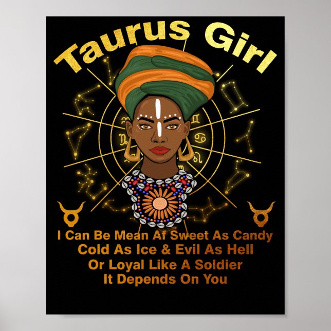 Taurus Queen Sweet As Candy Birthday Black Women Poster (Front)