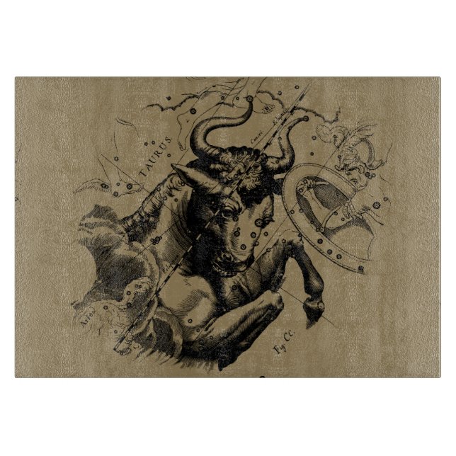 Taurus Sign Constellation Hevelius circa 1690 Cutting Board (Front)