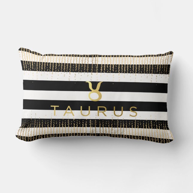 Taurus Sign Custom Name Lumbar Throw Pillow (Front)