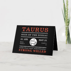 Taurus Sign of the Zodiac, Astrological Card