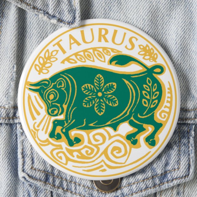 Taurus Sign of the Zodiac on a 10 Cm Round Badge (Creator Uploaded)