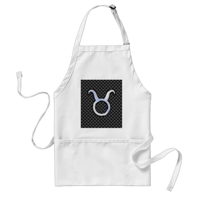 Taurus Sign on Charcoal Carbon Fibre Print Standard Apron (Front)