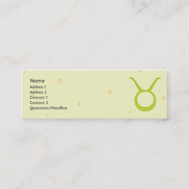 Taurus - Skinny Mini Business Card (Front)