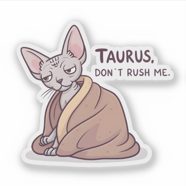 Taurus Sphynx Cat Calm Zodiac Attitude Art (Front)