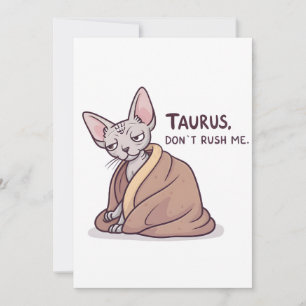 Taurus Sphynx Cat Calm Zodiac Attitude Art Holiday Card