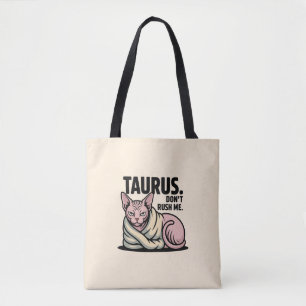 Taurus Sphynx Cat Zodiac Attitude Illustration Tote Bag