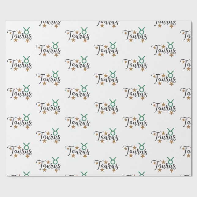 Taurus Star Sign Wrapping Paper White Background (Flat)