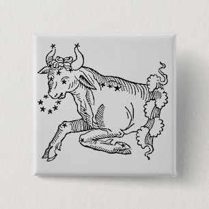 Taurus (the Bull) an illustration from the 'Poetic 15 Cm Square Badge