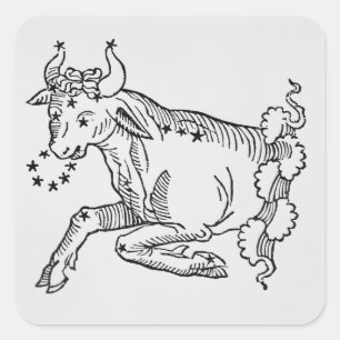Taurus (the Bull) an illustration from the 'Poetic Square Sticker